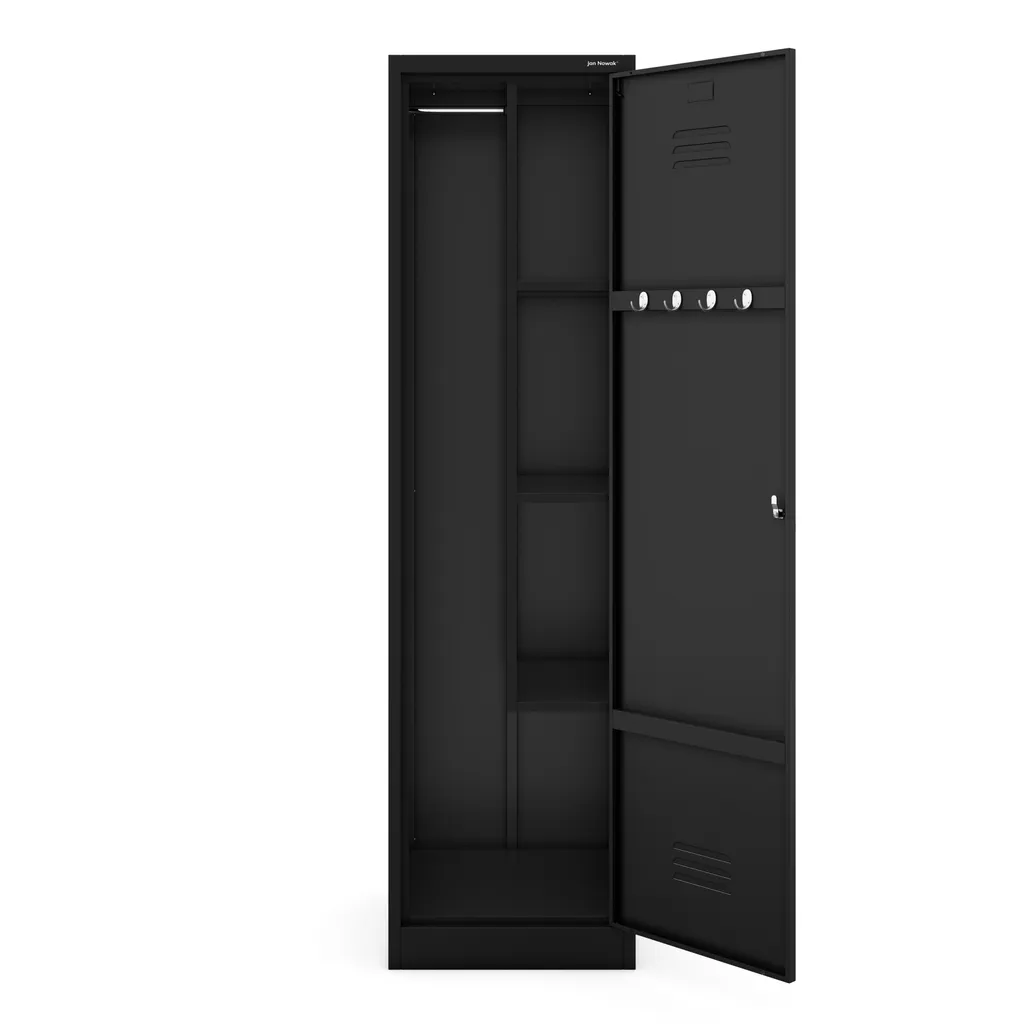 Armoire à balais métallique noire 2 compartiments 185x50x50 cm robuste