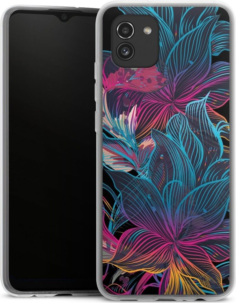 DeinDesign Handyhülle für Samsung Galaxy A03 Silikon Hülle Case Smartphone Schutzhülle Blumen Neon bunt