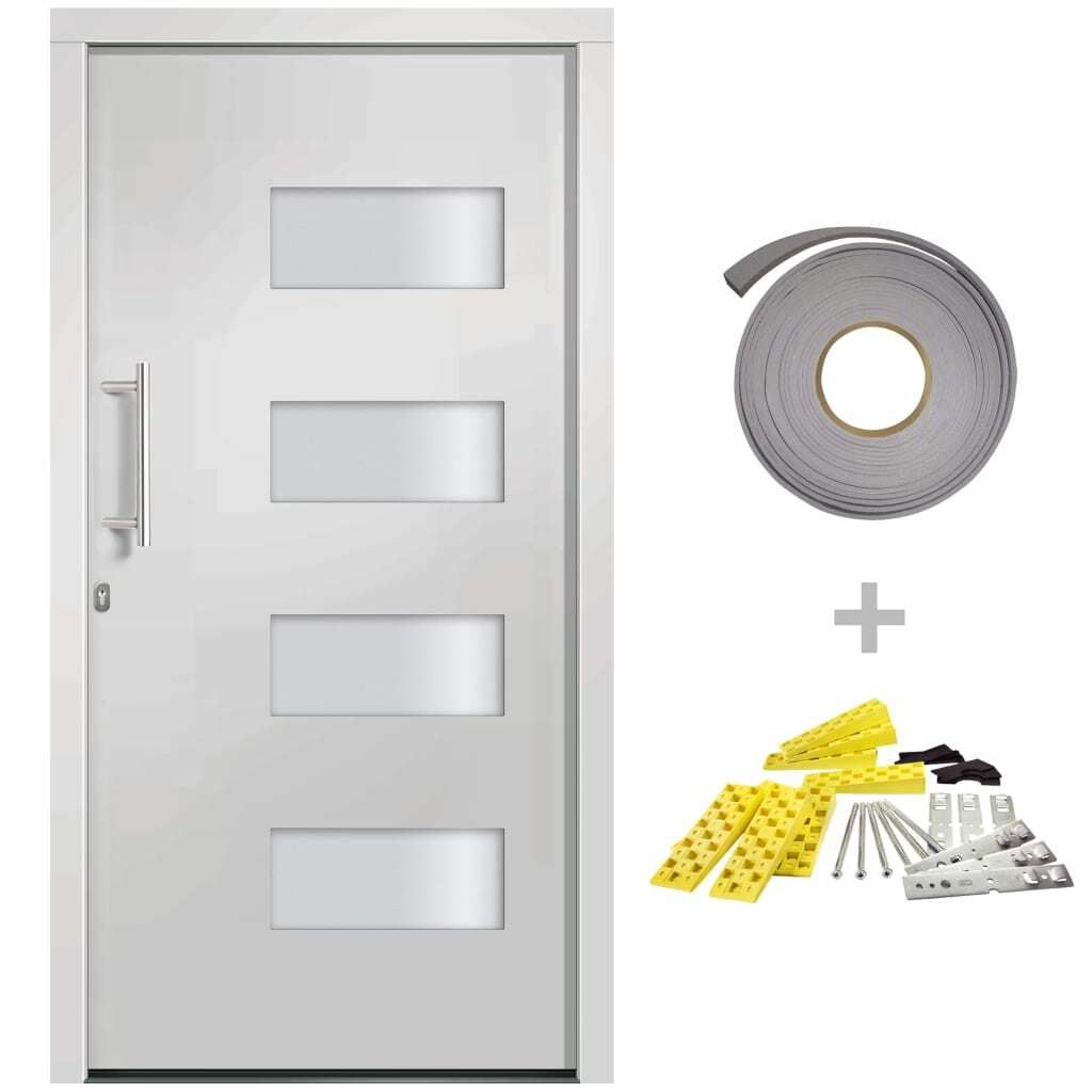 vidaXL Haustür Aluminium und PVC Weiß 100x210 cm