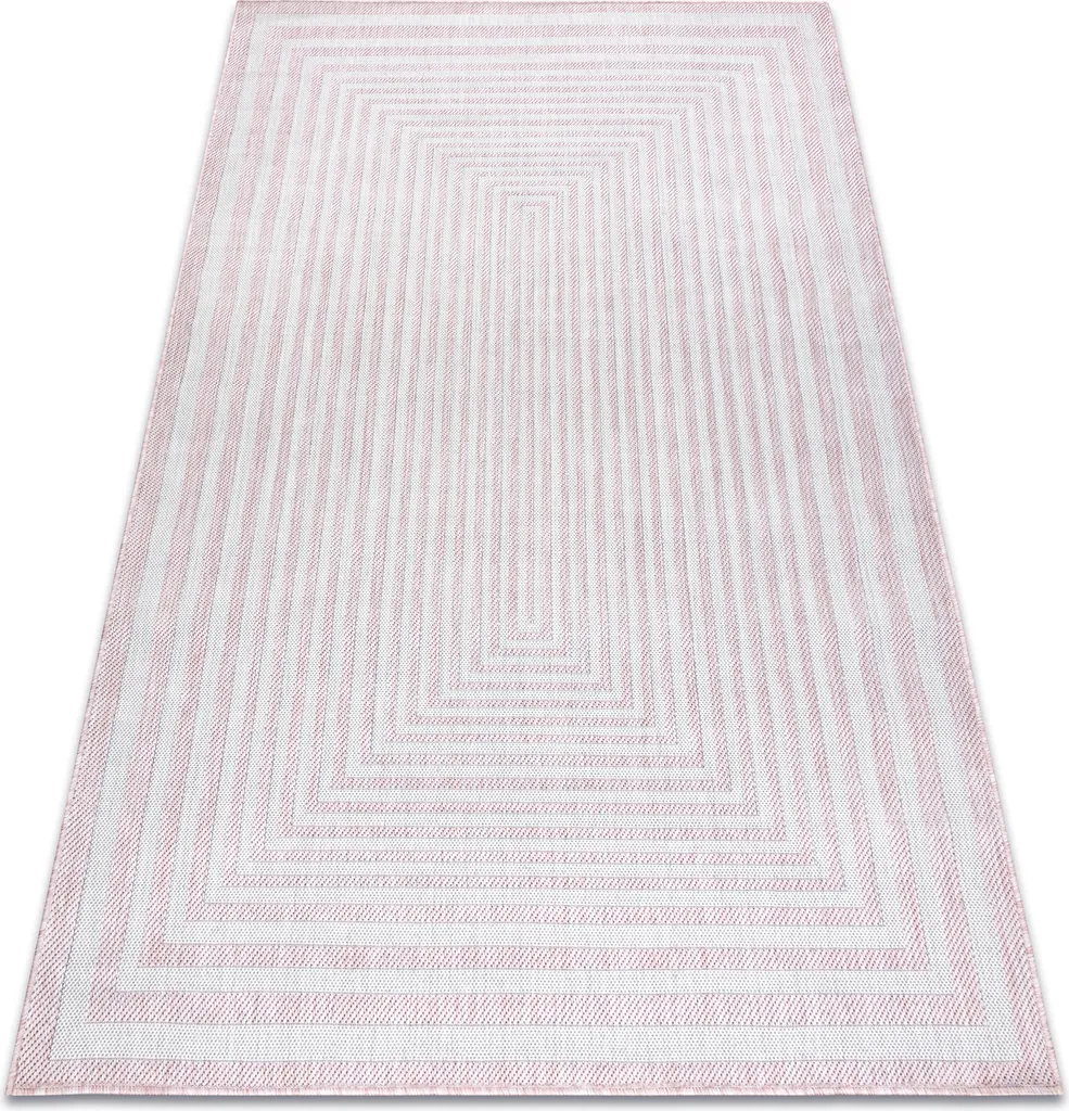 Grand Tapis de Salon à Tissage Plat Motif Labyrinthe Rose 200x290