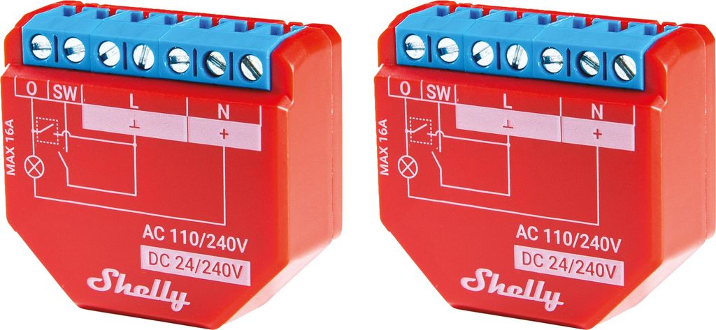 SHELLY WLAN-Schaltaktor Plus 1PM, 16 A, Bluetooth, 2 Stück Produktbild 