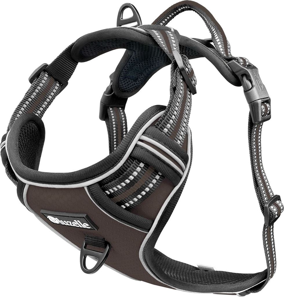 BLUZELLE Hundegeschirr Große Hunde, Reflektor Brustgeschirr mit Griff & Tasche für GPS Tracker, Anti-Zug Hundeweste Hund-Warnweste Atmungsaktiv, ...