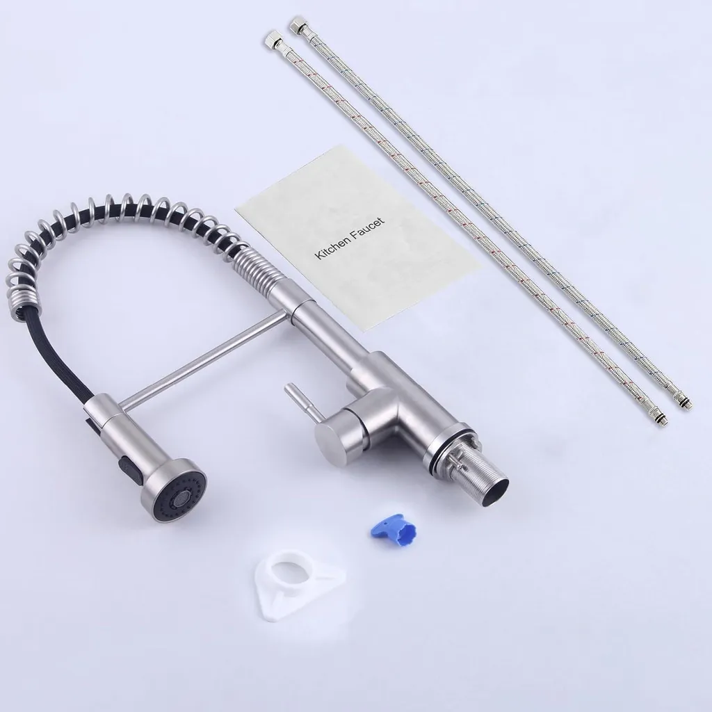 Rubinetto Cucina Acciaio Inox 304 Spazzolato Doccetta Professionale - 7