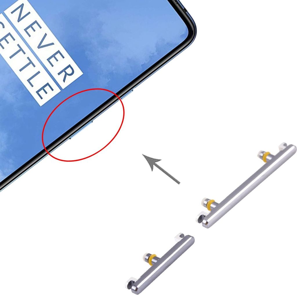 Side Keys für OnePlus 7T Silber Power Volume Knöpfe Ersatzteil Reparatur Zubehör