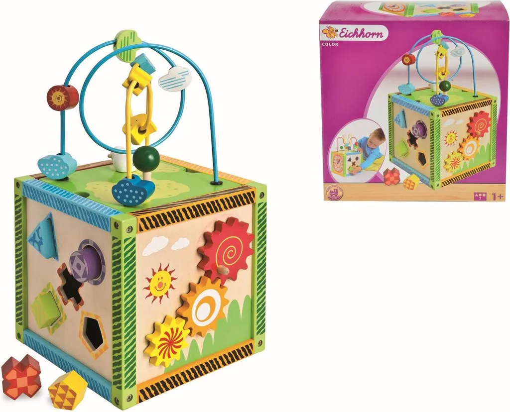 Cube d'Éveil Multi-activités en Bois Eichhorn Color pour Bébé dès 1 An - 11