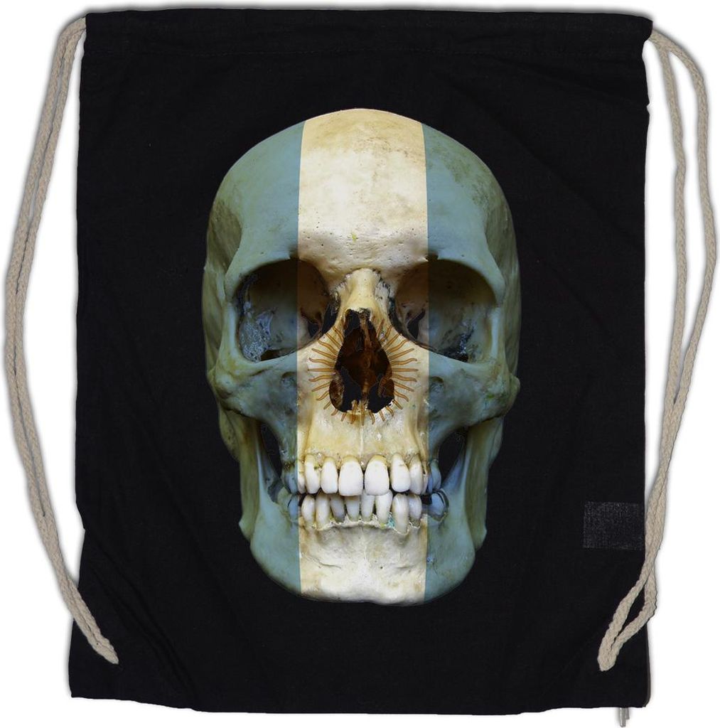Urban Backwoods Classic Argentina Skull Flag, Turnbeutel, Farbe: Schwarz