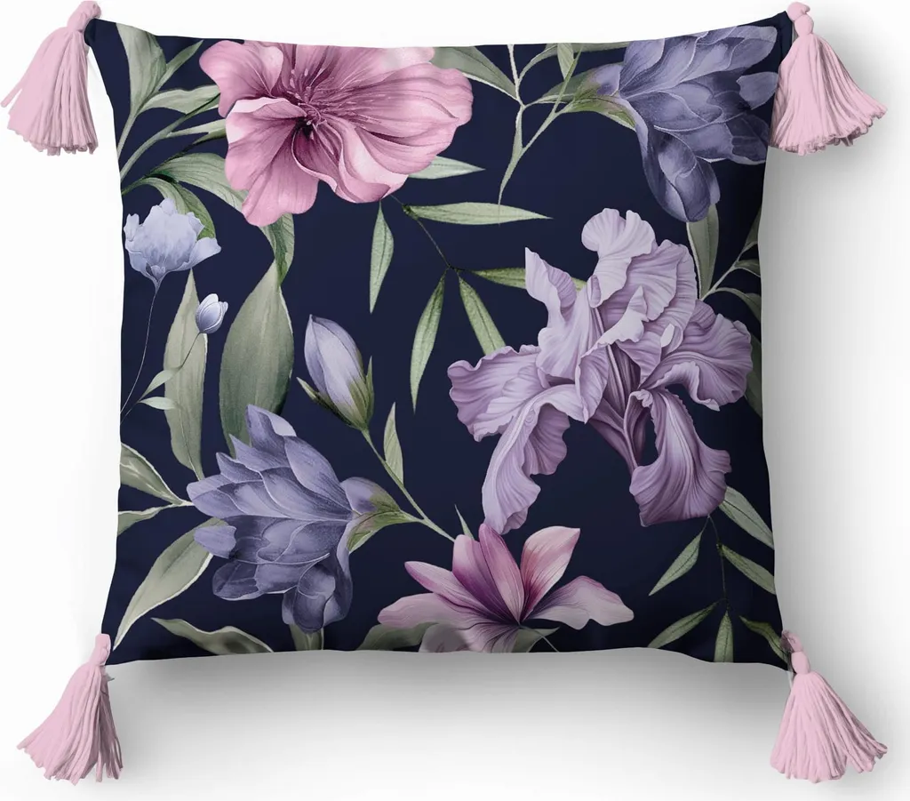 Set Di 2 Federe Per Cuscino Boho, 45x45 Cm, Cotone Bianco Sporco Con Ricamo Nero E Nappe, Copricuscini Etnici Per Divano E Soggiorno