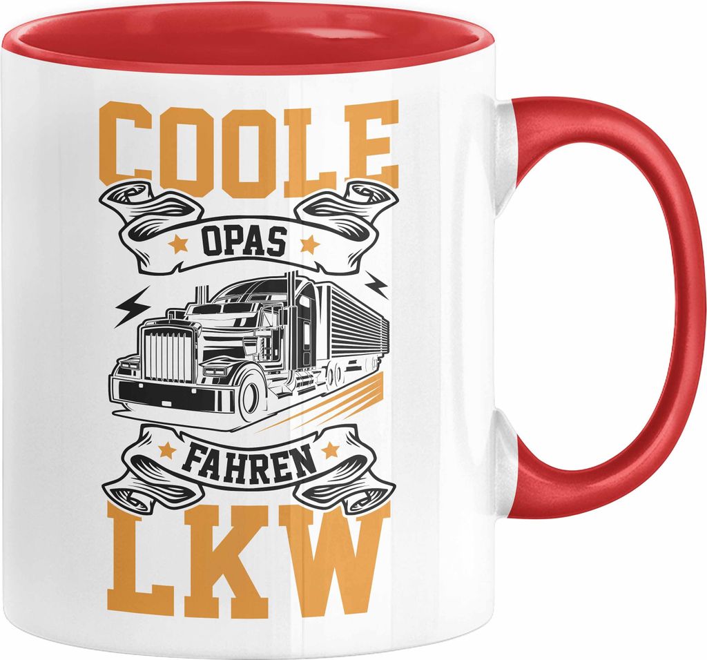 LKW Opa Geschenk Tasse Coole Opas Fahren LKW Vatertag Opa Geschenkidee Geburtstag Lastkraftwagen-Fahrer Fernfahrer (Rot)