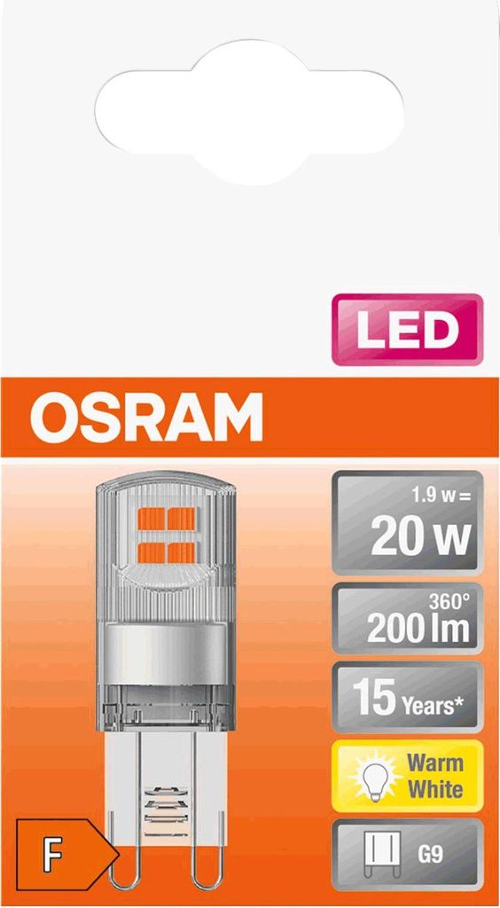 Osram STAR, 1,9 W, 20 W, G9, 200 lm, 15000 h, Warmweiß Produktbild 