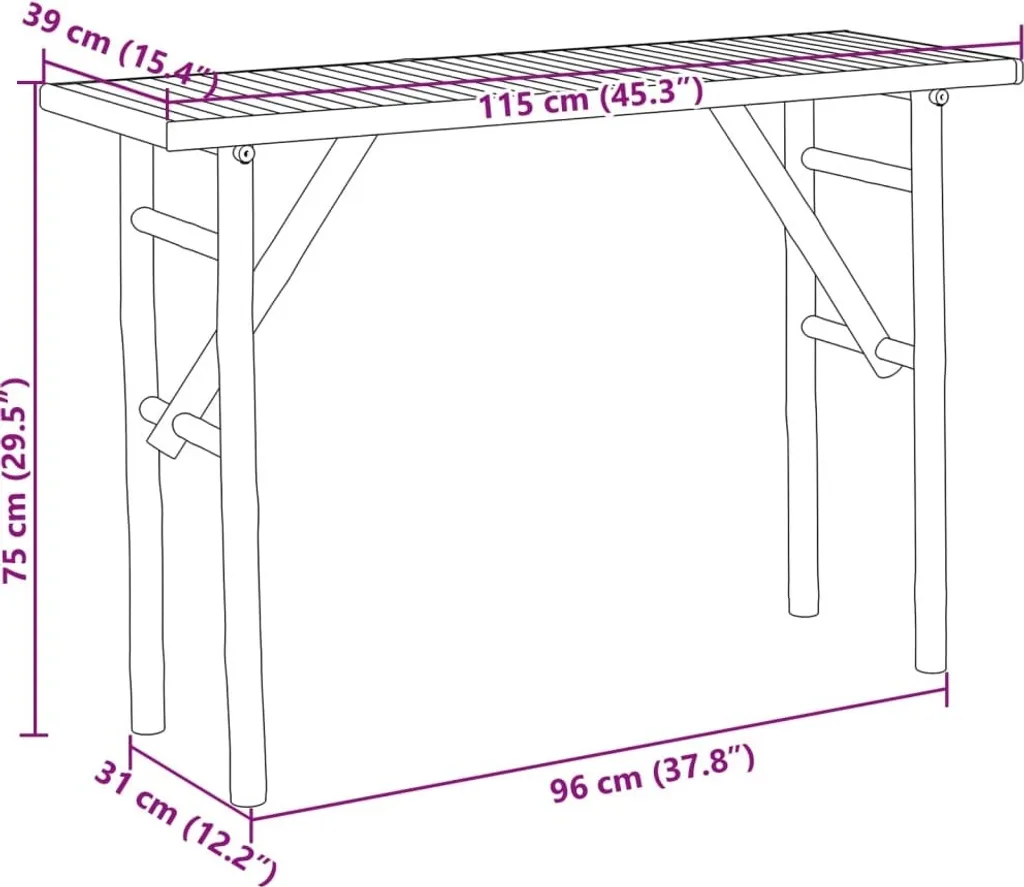 Console bambou 115 cm stable et compacte - Solution gain de place chic - 6