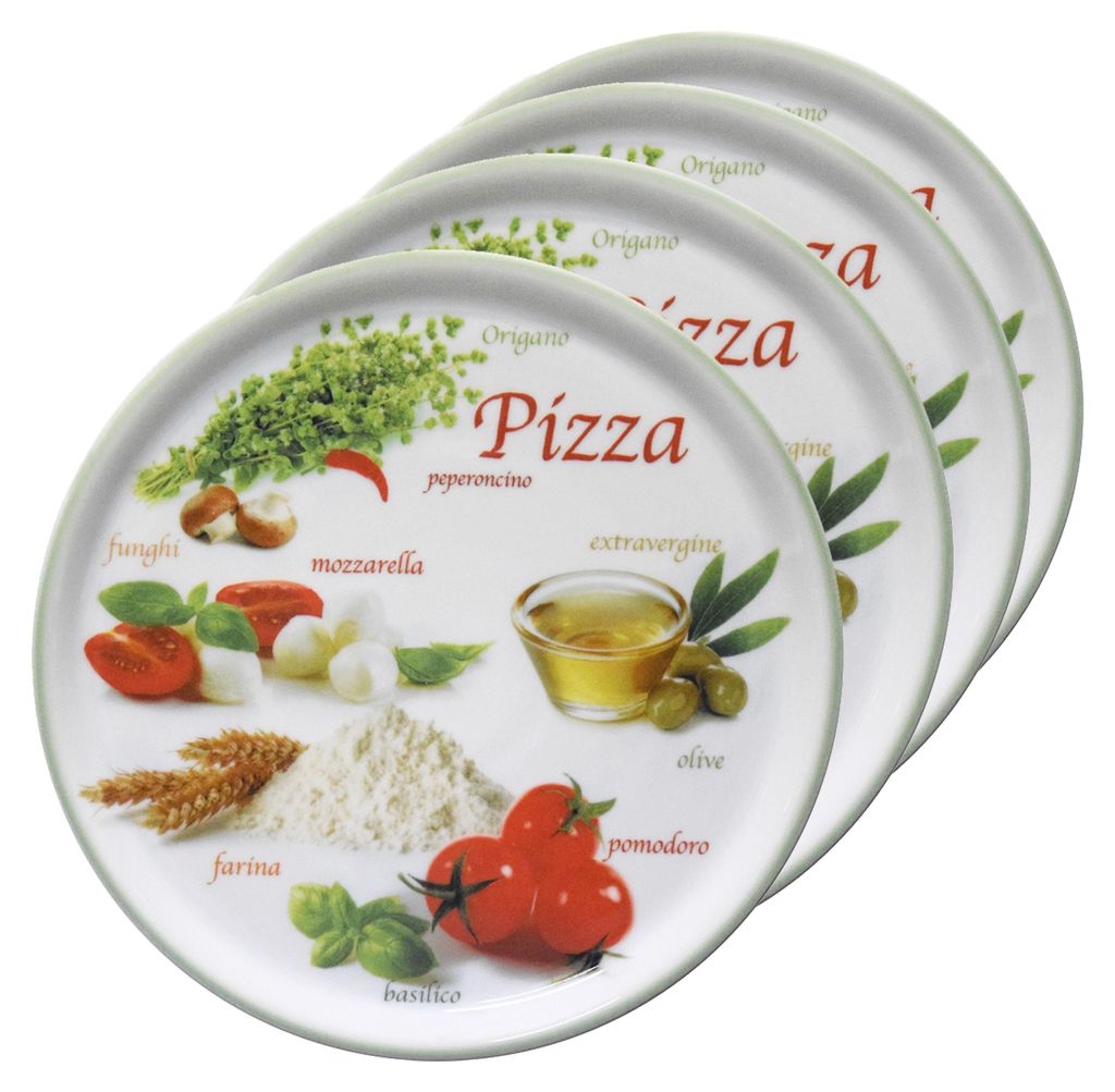 zestaw 4 talerzy do pizzy Napoli Green Ø 33,8 cm półmisek Zdjęcie produktu 