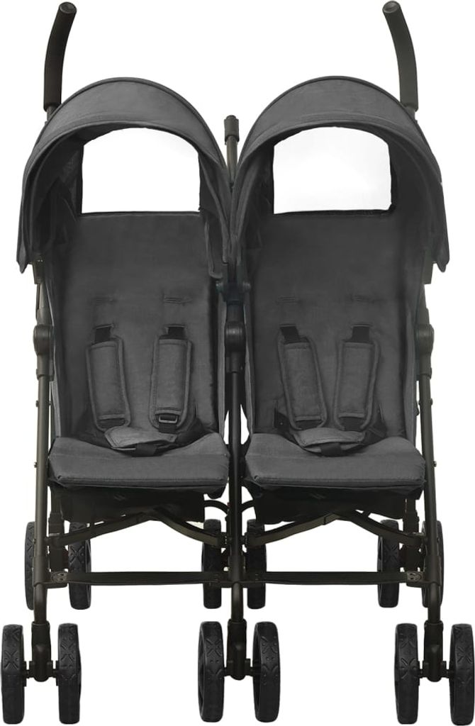 vidaXL Poussette double anthracite acier Image du produit 