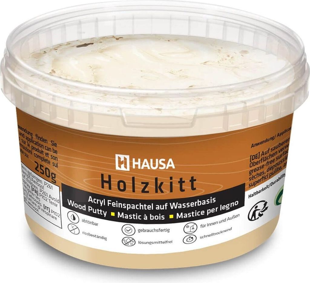HAUSA Holzkitt 250 g Birke Holzspachtelmasse, Kitt für Holz, Holzspachtel/Füllmasse zum Reparieren von Holzschäden gebrauchsfertig ausgezeichnet...