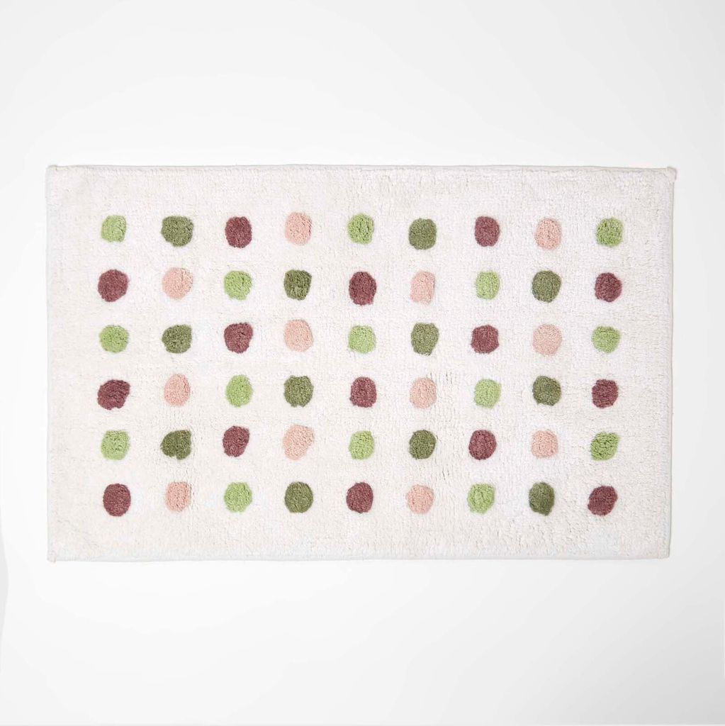 HOMESCAPES Badematte bunt gepunktet, 50 x 80 cm - Badvorleger Polka Dots
