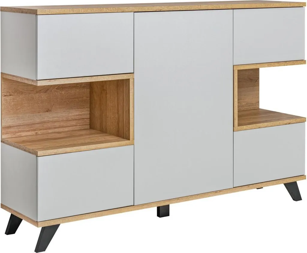Commode de rangement bicolore MAMBRA avec grands tiroirs de nuit