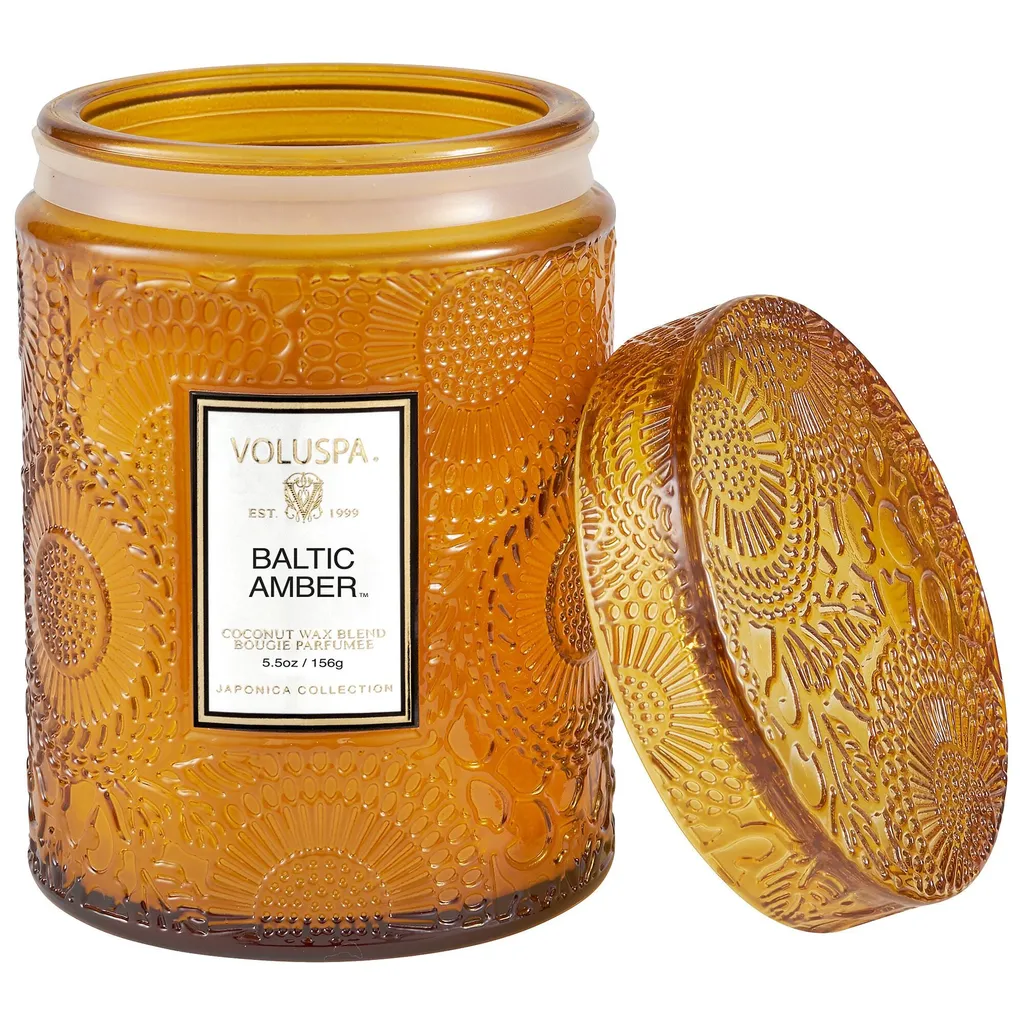 Voluspa Baltic Amber: candela piccola da 156 g - Caldo profumo di ambra, sandalo e vaniglia - 50 ore di combustione