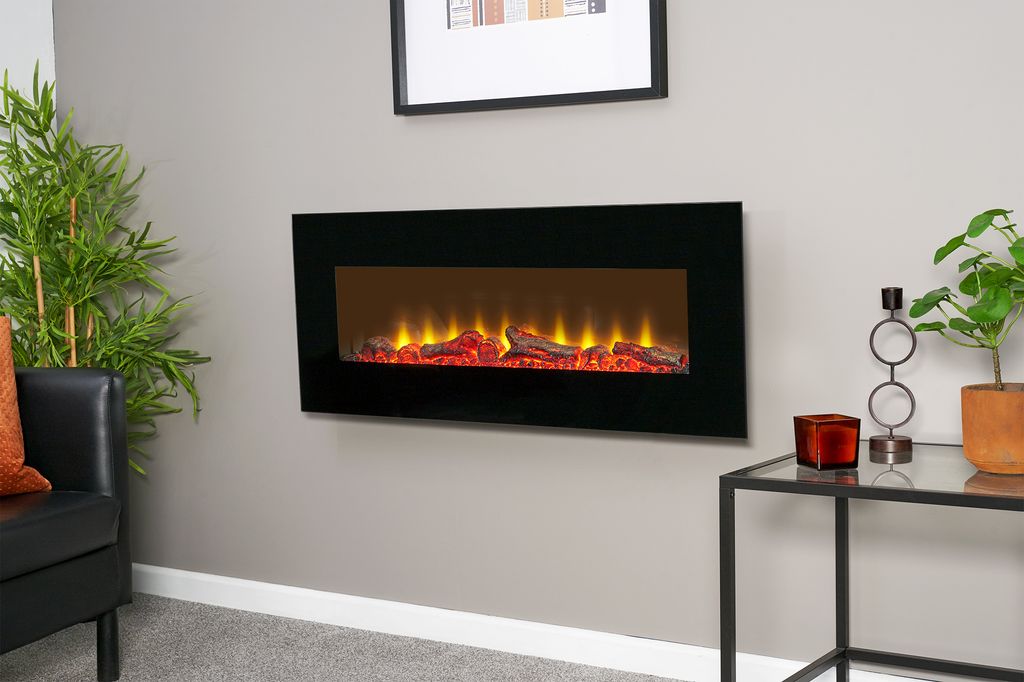 Sureflame WM-9331 Elektrischer Wandkamin mit Fernbedienung in Schwarz, 42 Zoll