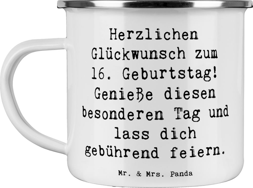 Mr. & Mrs. Panda Teetasse Spruch 16. Geburtstag - Weiß - Geschenk, Träume, Abenteuer, Outdoor Becher, Glückwunsch, Pott, Teebecher, Herzlichen, ...