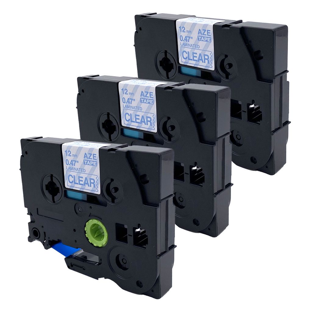 DULA Etikettenband - Kompatibel mit Brother P-Touch Tze-133 - 3 Stück - Blau auf transparent - 12mm x 8m