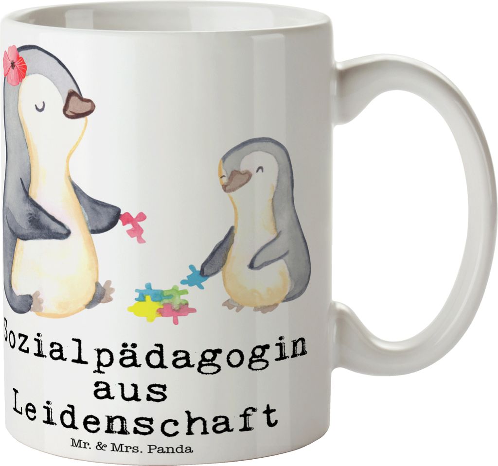 Mr. & Mrs. Panda Tasse Sozialpädagogin Leidenschaft - Weiß - Geschenk, Kaffeebecher, milchtasse, Kaffeetasse, Teetasse, Becher