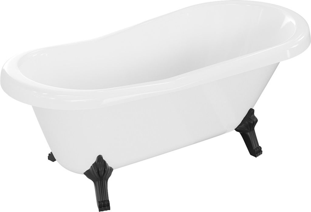 Mexen Retro freistehende Badewanne 150 x 73 cm, Weiß, Schwarze Beine - 53251507300-70