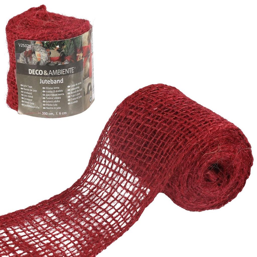Videx® Deko-Juteband Rot 300 x 6 cm Produktbild 