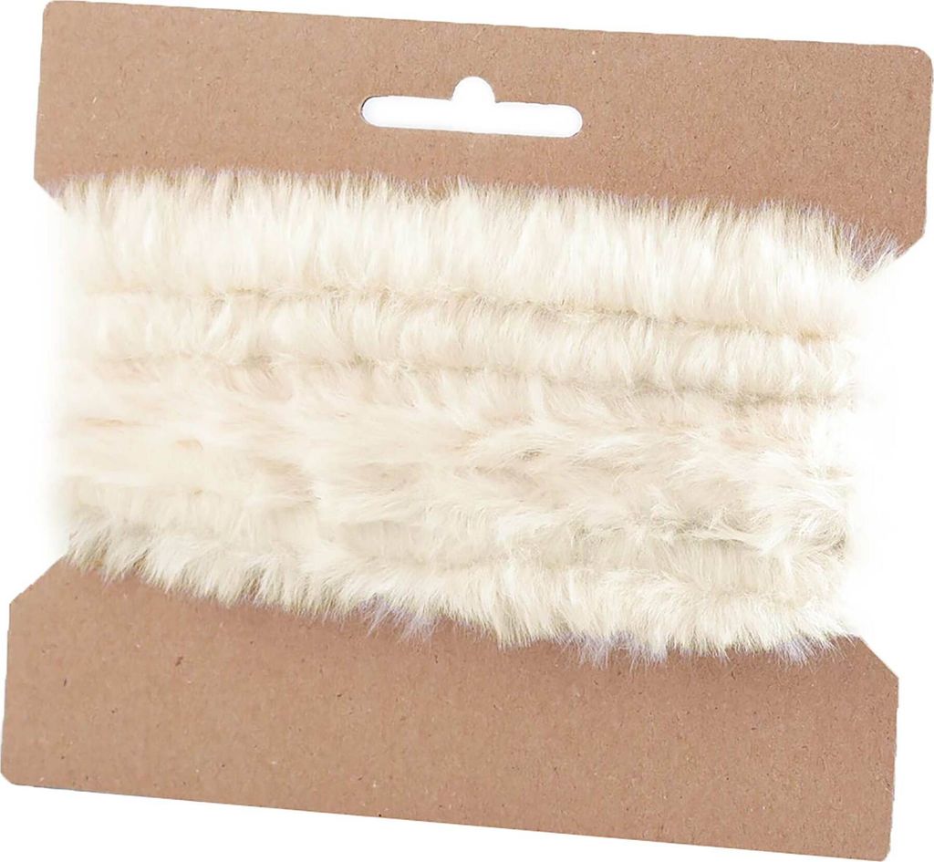 1 Fellborte 1,6 m x 2 cm Fellbesatz Kunstfell Kunstpelz Fellstrang Fellstoff creme
