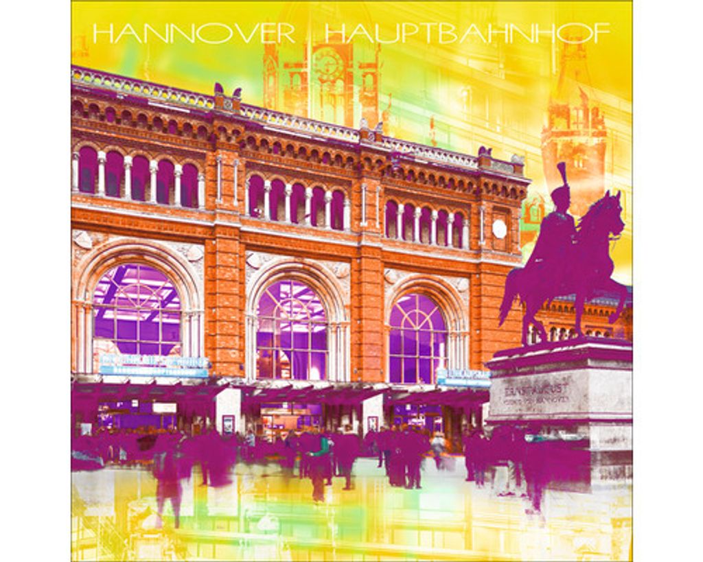 Glasbild Hannover Hauptbahnhof 50x50 cm