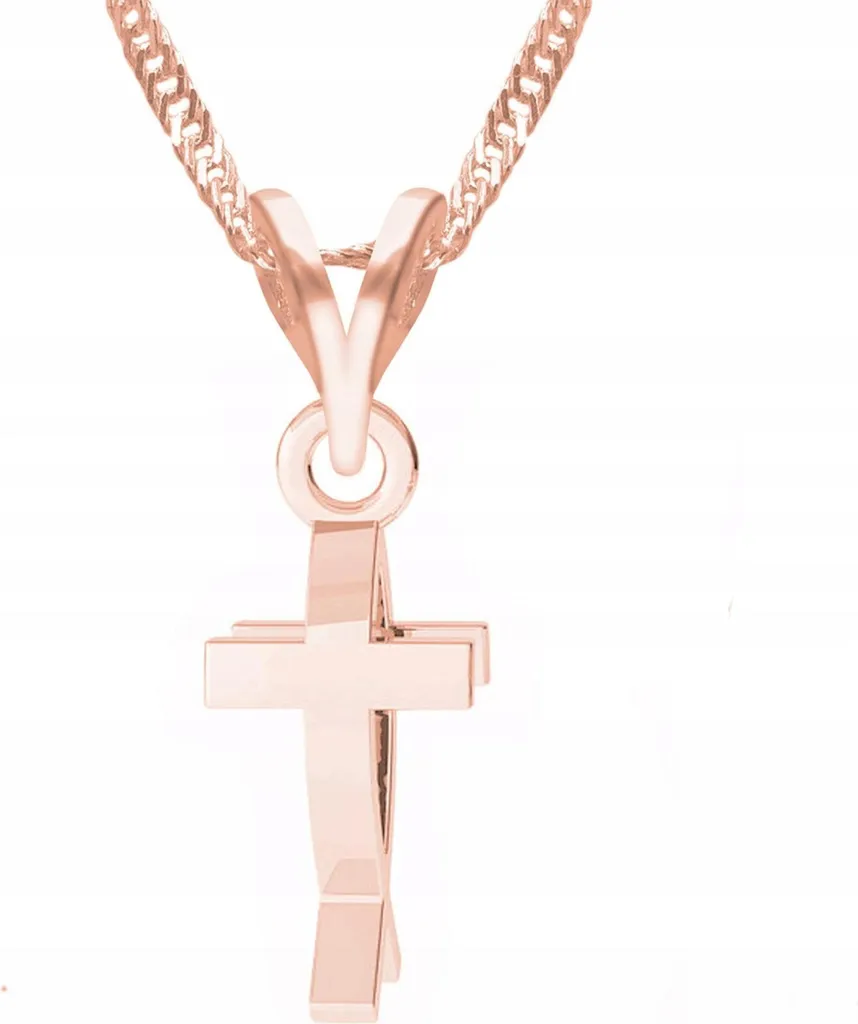 Collana Croce Pesce Argento 925 Placcata Oro - Gioiello Religioso