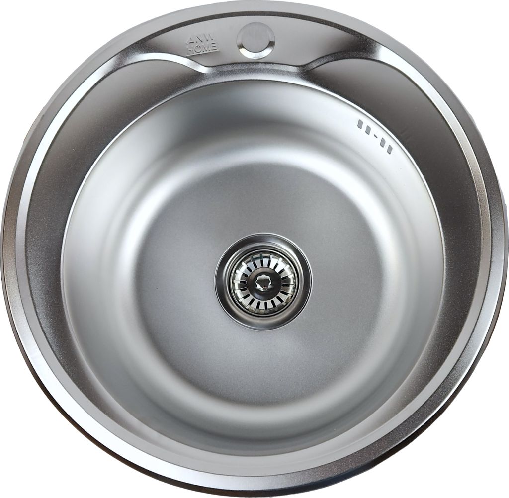 ANW HOME Kuchynský drez, okrúhly, Ø51 x 16 cm, saténový, so Obrázok produktu 