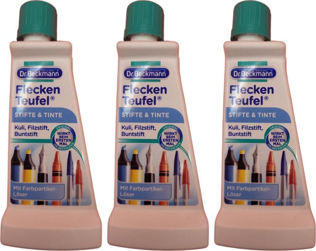 3 x Dr. Beckmann Fleckenteufel Stifte / Tinte, 50ml Flasche