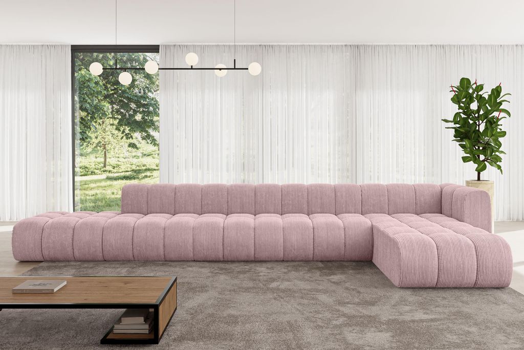 ALTDECOR Modulares Sofa Ecksofa in L-Form - Zuvon-L3 - 478x177x70 cm Rosa - Corner modular Sofa Eckcouch Couch Wohnlandschaft Cauchsofa Bodensofa P...