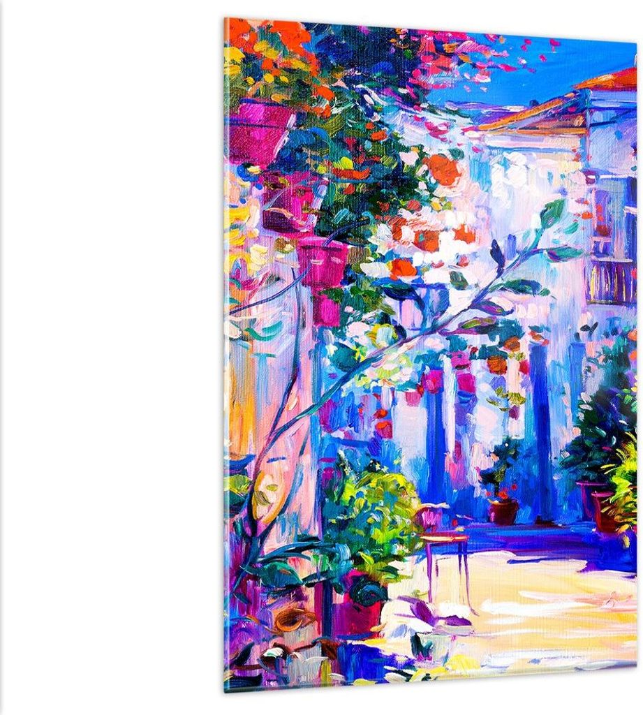 Bilder auf glas - Einteilig - Zuhause blumen straße himmel Produktbild 