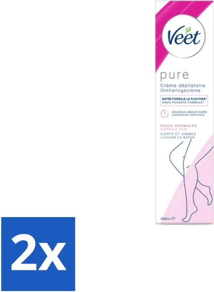 Solution Anti-Poils Veet Pure Peau Normale Pack de 2 Élimination Douce