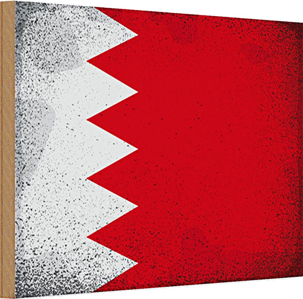 Holzschild Flagge Bahrain 30x20cm Flag of Bahrain Vintage
