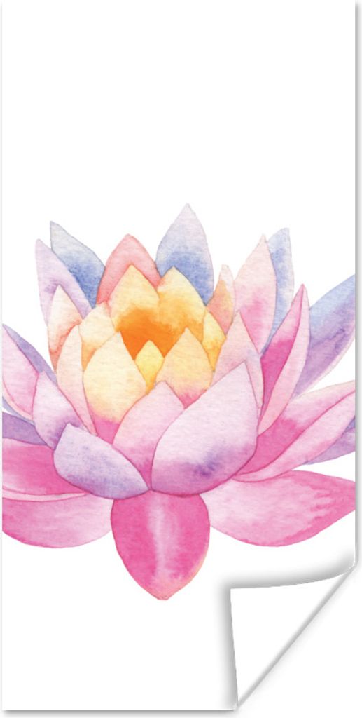 MuchoWow Poster Aquarell - Blume - Seerose 40x80 cm - Dekoration