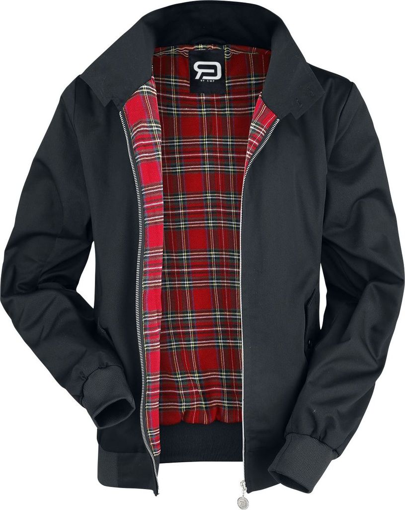 RED by EMP Herren schwarze Basic Jacke mit kariertem Innenfutter XXL