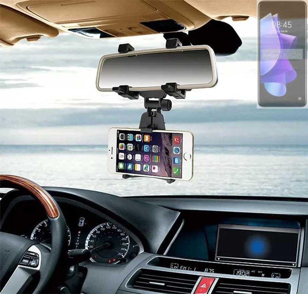 K-S-Trade Smartphone Halterung kompatibel mit Tecno Pop 7 Rückspiegel Halterung schwarz Auto Halterung KFZ Halter