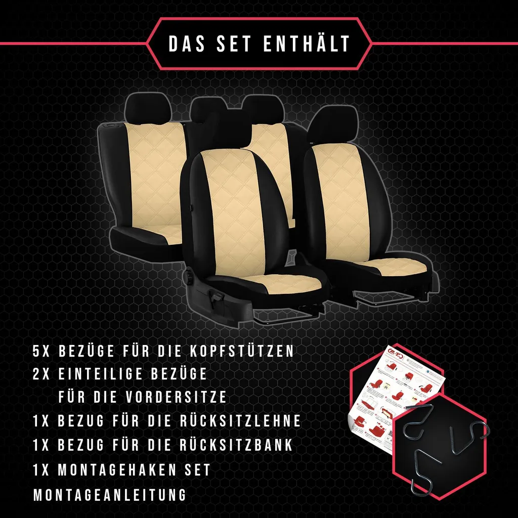 Coprisedili auto Coprisedili universali per Volkswagen Golf III Set beige - 9