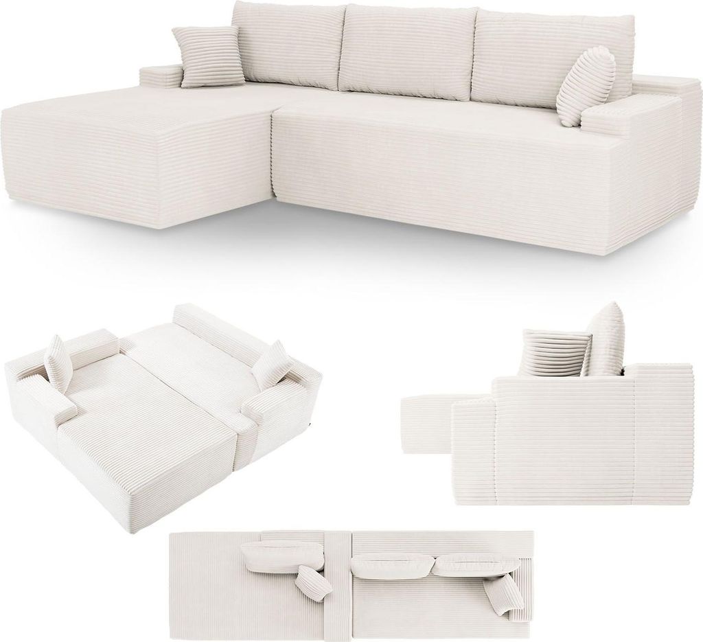 Juskys Sofa Coredo - Creme, moderne Couch aus Cord mit Produktbild 