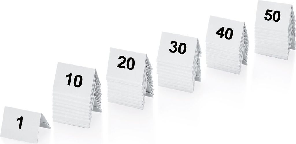 Set de plaques de numérotation de table 1-50, 5 x 3,5 x 3,5 Image du produit 