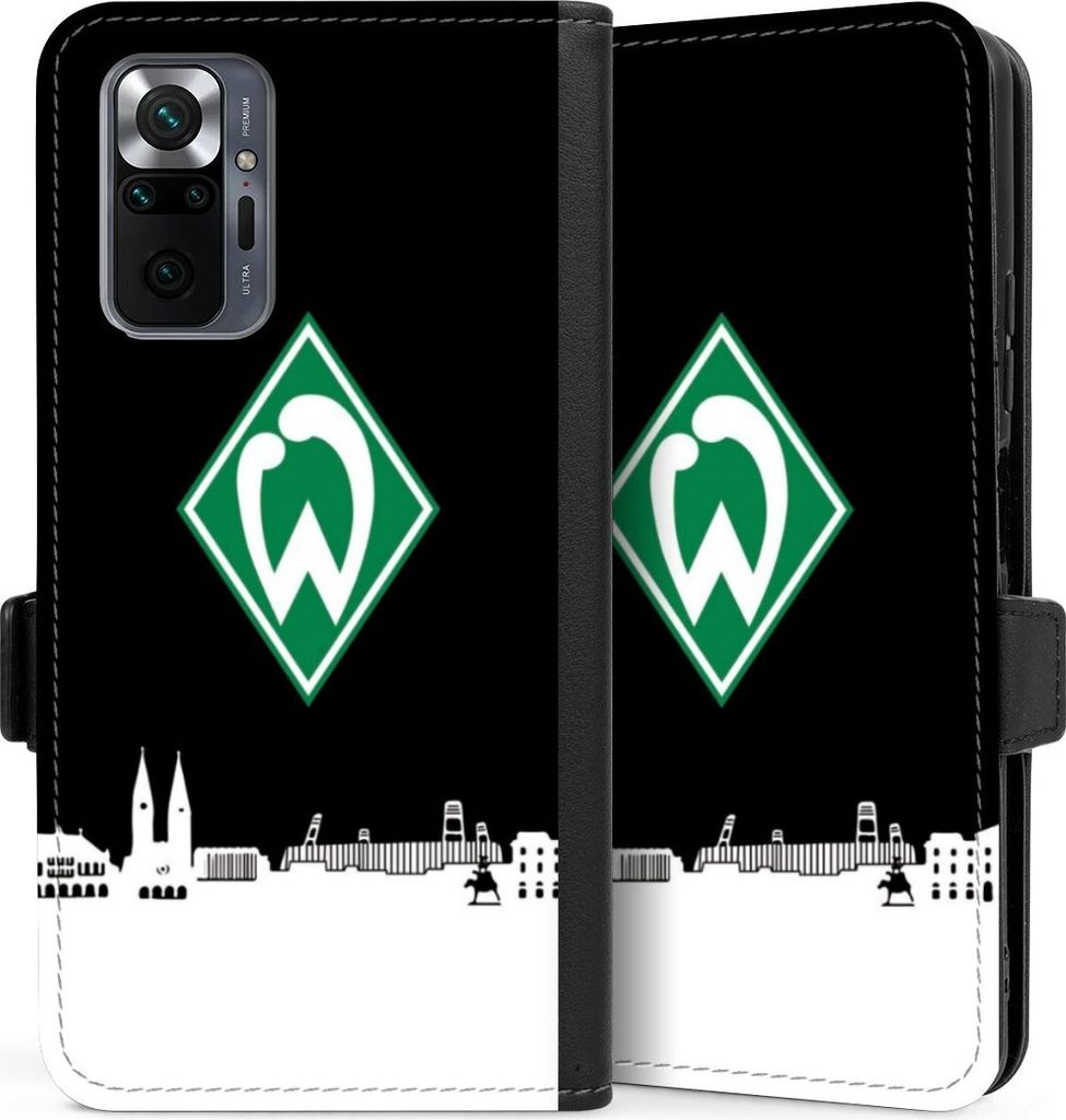 DeinDesign Klapphülle für Xiaomi Redmi Note 10 Pro Handytasche Lederhülle Tasche Offizielles Lizenzprodukt SV Werder Bremen Skyline