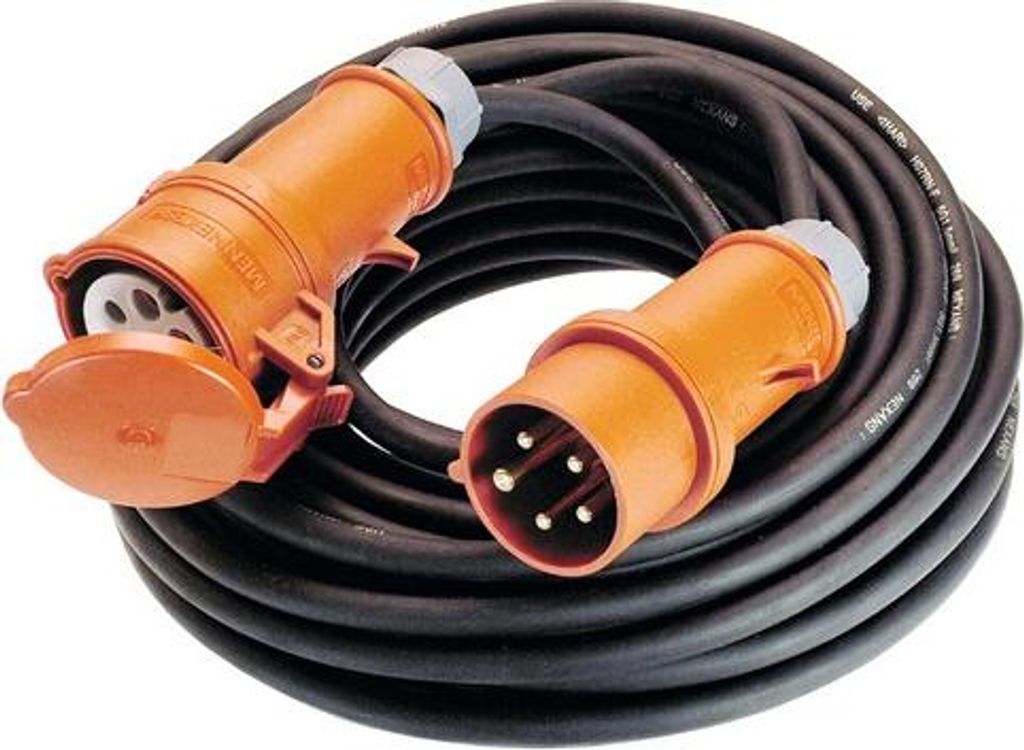 Verlängerungskabel, CEE 16 A, 5-polig, schwarz 10 m, H07RN-F 5G1,5