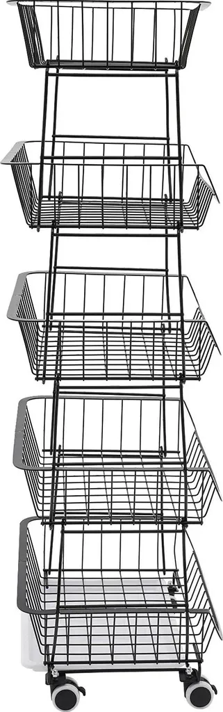 Étagère de Cuisine Hydrofuge 5 Niveaux en Acier Noir - Charge 10kg/Niv