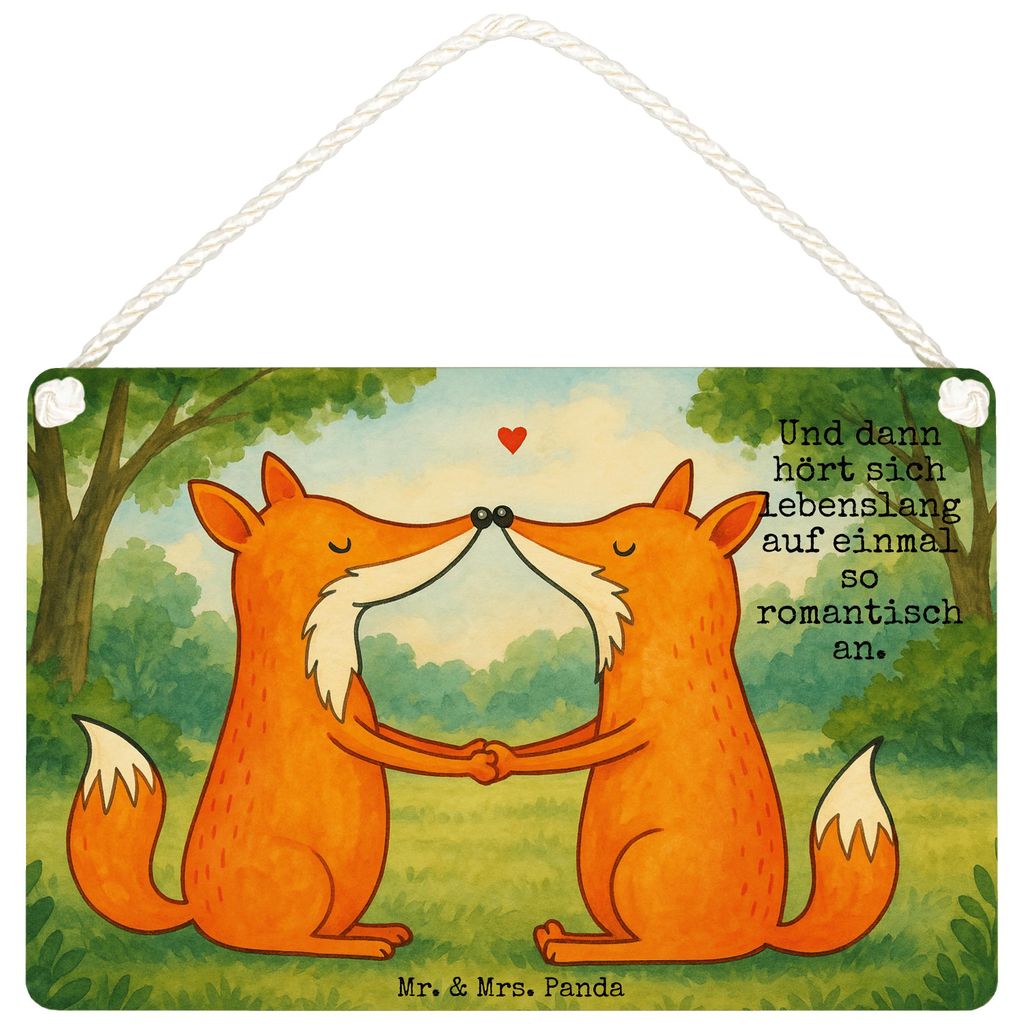 Mr. & Mrs. Panda Deko Wandbild Füchse Liebe Design DIN A4 - Weiß - Geschenk, wandtafel, kleine aufmerksamkeit, Fuchs, Schild, Türschild, Freund,...