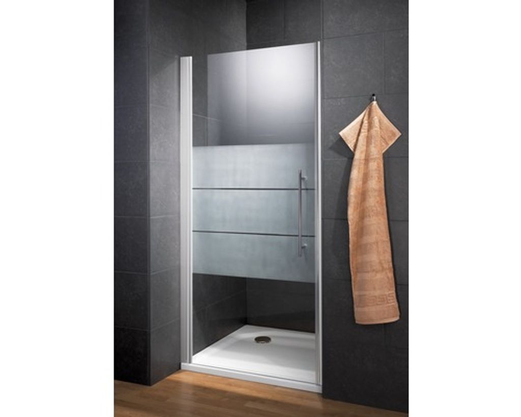Drehtür in Nische Schulte Galaxy Breite 80 cm Dekor Depoli Light Profilfarbe aluminium