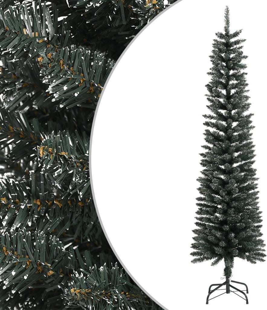 The Living Store Künstlicher Weihnachtsbaum mit Ständer Schlank Grün 180 cm PVC