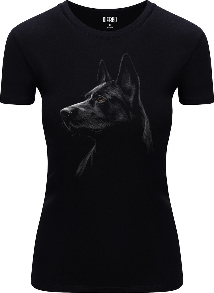 Diarbo Damen T-Shirt mit Tierliebhaber Druck Deutscher Schäferhund Schwarz Gr.L