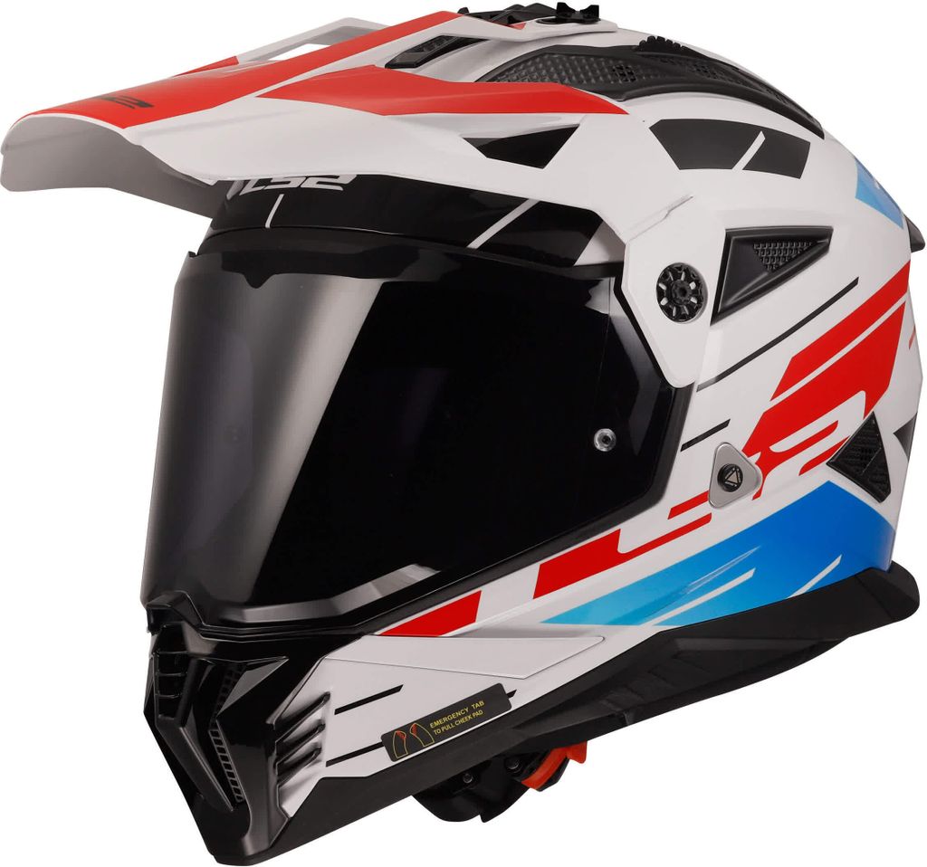 Enduro Helm LS2 MX702 PIONEER II Namib Glänzend Weiß Blau Rot größe M