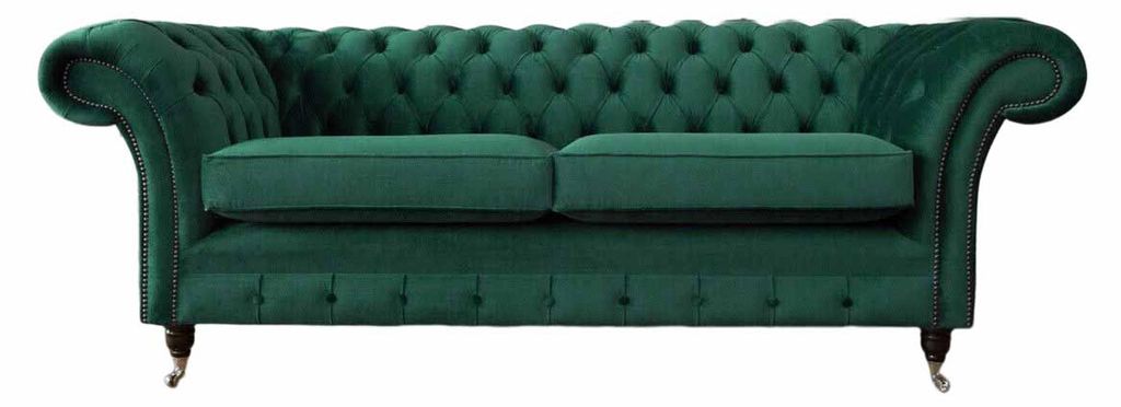 Sofa 3 Sitzer Grün Sofas Stil Luxus Wohnzimmer Design Chesterfield Neu